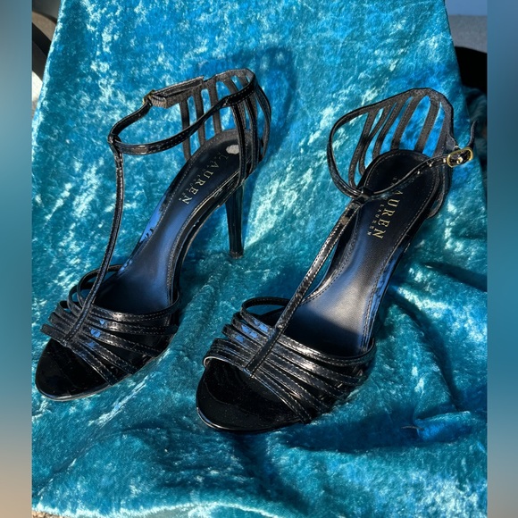 Ralph Lauren size 7 black strappy heels. Only worn 2 times. Sexy - Picture 3 of 8